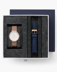 Infinity - BUNDLE White Dial Rose Gold | Rose Gold Mesh / Navy Leather Straps