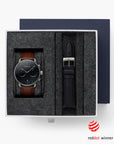 Pioneer - BUNDLE Black Dial Gun Metal | Brown Leather/ Black Leather Straps