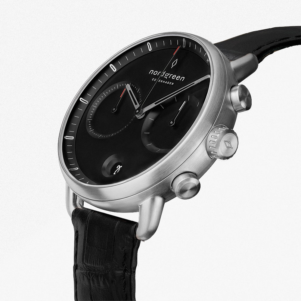 Pioneer - BUNDLE Black Dial Silver  | Silver Mesh / Navy Nato / Black Leather Straps