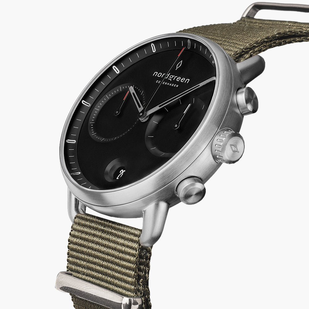 Pioneer - BUNDLE Black Dial Silver | Silver Mesh / Olive Green Nato / Black Leather Straps