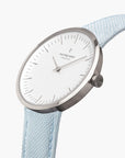 Light Blue Recycled Polyester Strap - Silver - 36mm