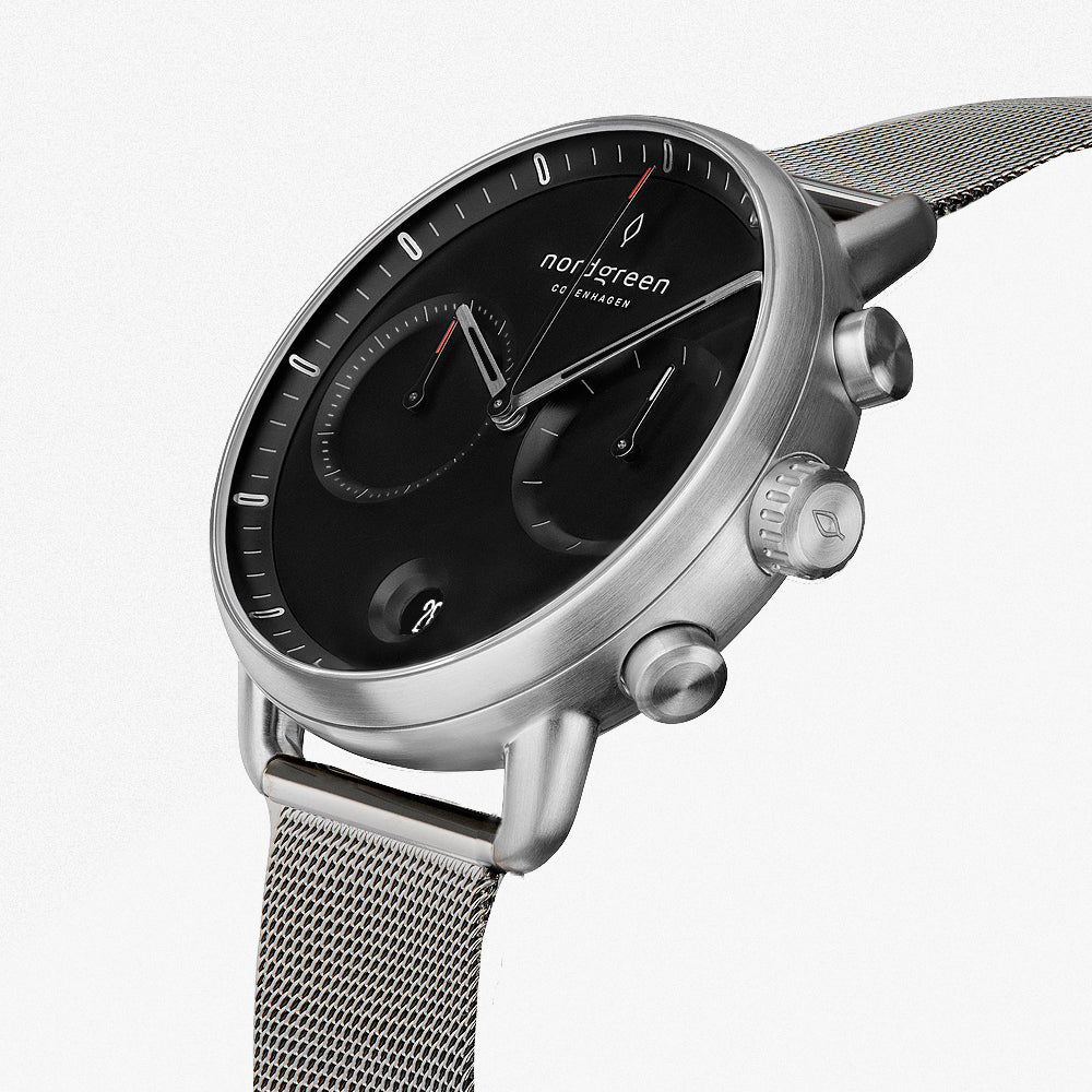Pioneer - BUNDLE Black Dial Silver | Brown Leather / Black Leather / Silver Mesh Straps