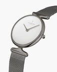 Unika - BUNDLE White Dial Gun Metal | Gun Metal Mesh / Black Leather Straps