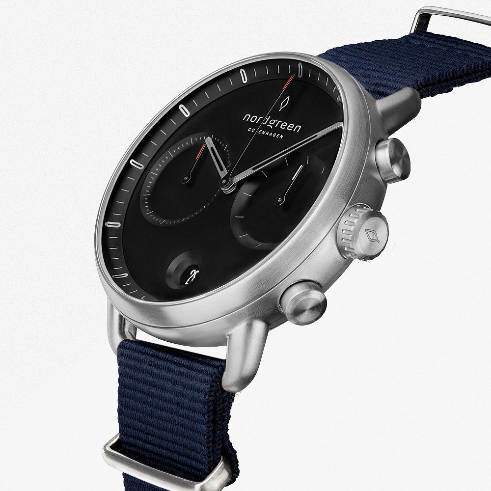 Pioneer - BUNDLE Black Dial Silver  | Silver Mesh / Navy Nato / Black Leather Straps