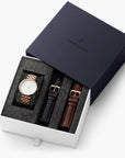 Infinity - BUNDLE White Dial Rose Gold | Rose Gold 5-Link / Black / Brown Leather Straps