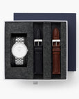 Infinity - BUNDLE White Dial Silver | Silver 5-Link / Black / Brown Leather Straps