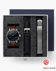 Pioneer - BUNDLE Black Dial Silver | Brown Leather / Black Leather / Silver Mesh Straps