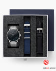 Pioneer - BUNDLE Black Dial Silver  | Silver Mesh / Navy Nato / Black Leather Straps