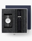 Unika - BUNDLE White Dial Gun Metal | Gun Metal Mesh / Black Leather Straps