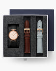 Unika - BUNDLE Polished Metal Dial Rose Gold | Black Leather / Brown Leather / Grey Leather Straps